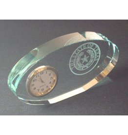 Clock - Jade Glass - Mini Oval - Texas State Seal