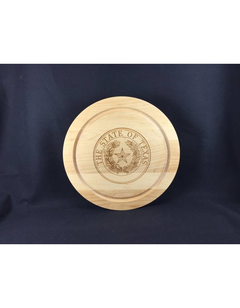 Texas Cutting Board - Texas State Seal - 12" round board