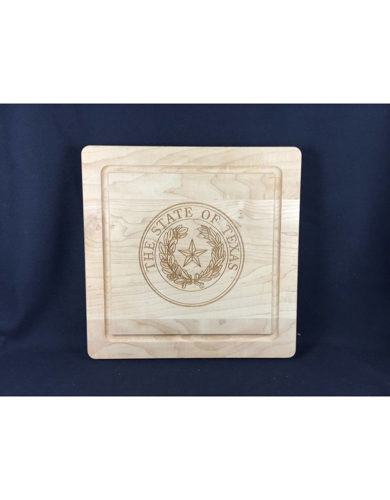 Texas Cutting Board - Texas State Seal - 12"x12" - no handles