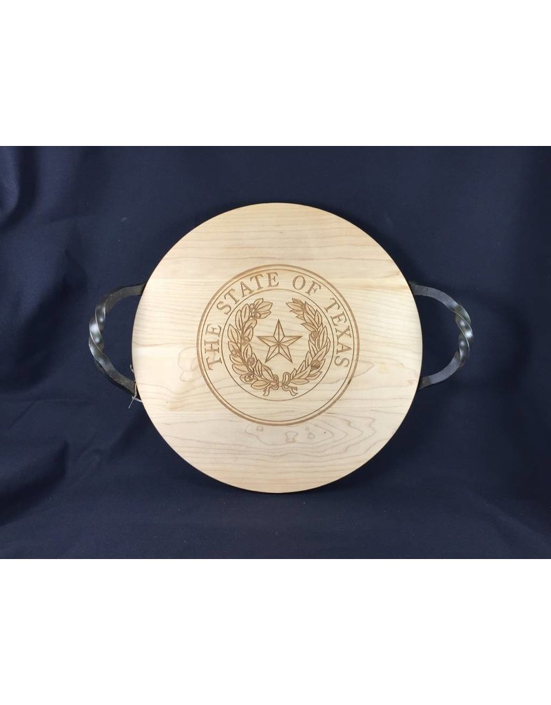 Texas Cutting Board - Texas State Seal - 16" server w/ handles