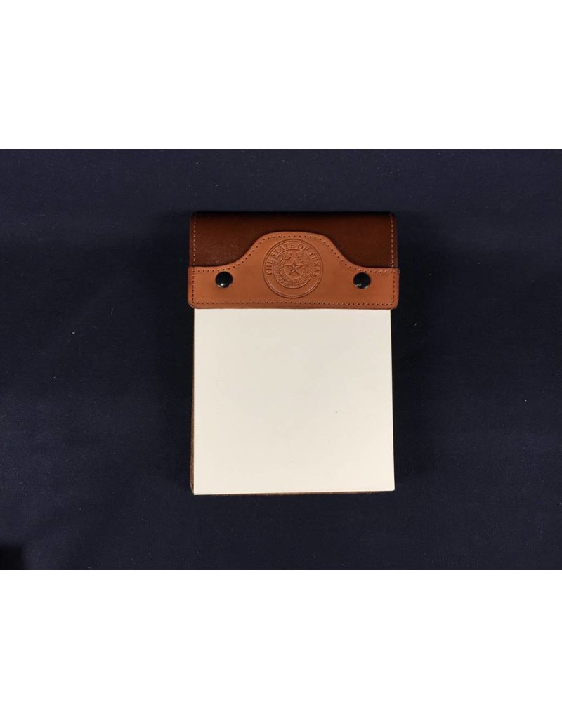 Leather Note Pad - Small - Tan Calf Tan Bridle - Texas State Seal