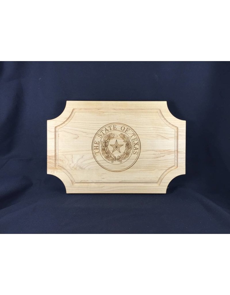 Texas Cutting Board - Texas State Seal - 18"x12" Scalloped no handle