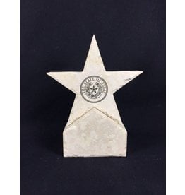 5 inch Limestone Star on Base w/ Texas State Seal