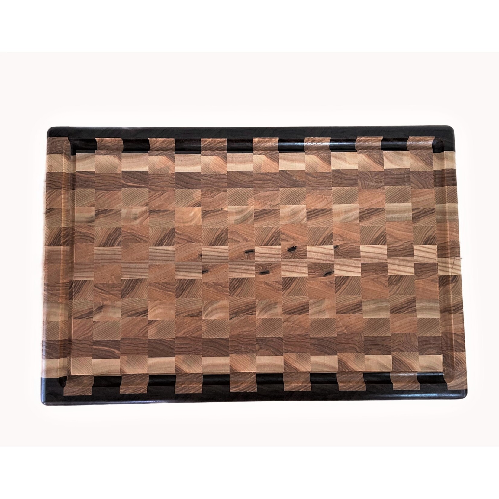 Ash Walnut End Grain Cutting Board with Juice Groove