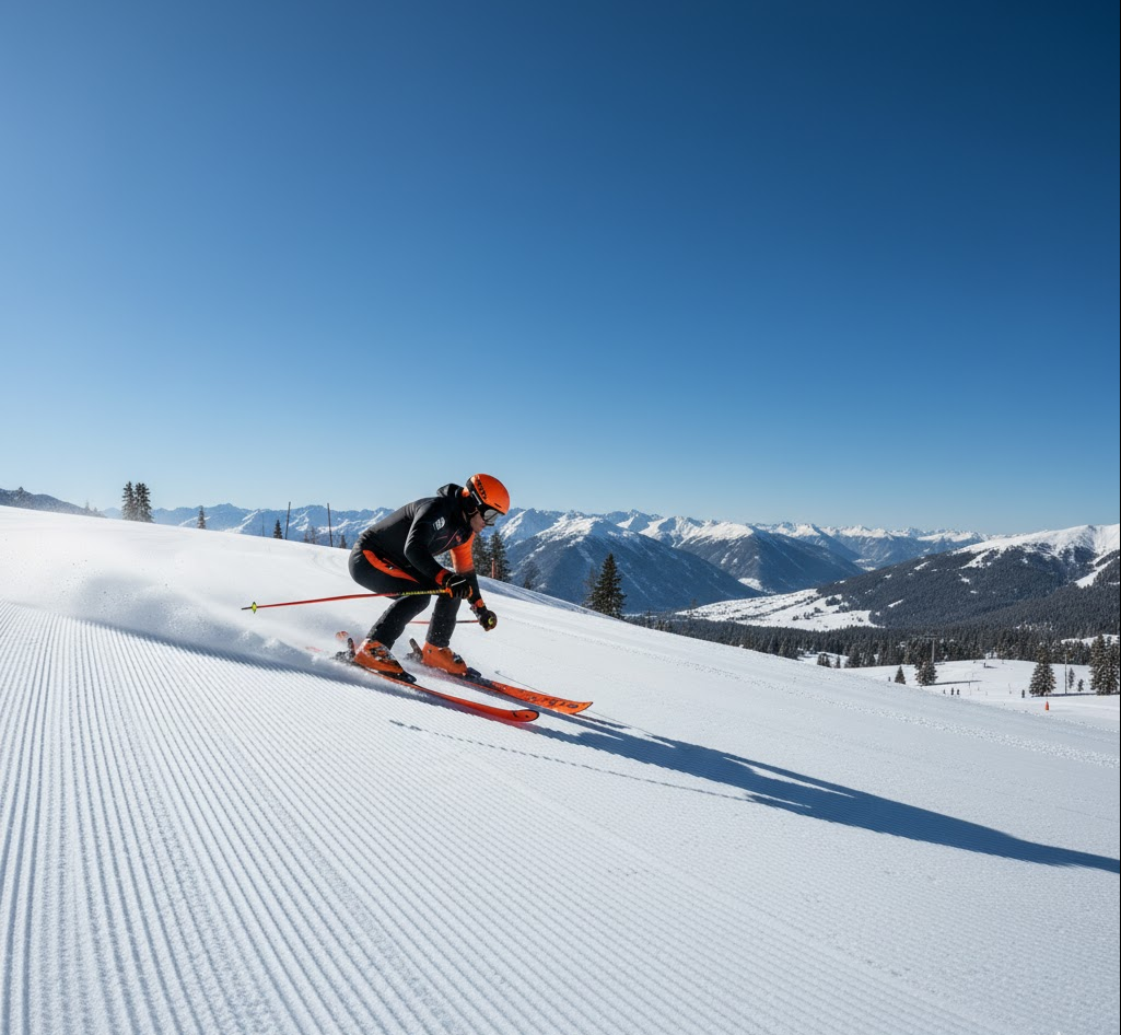 Skier on mountain slope