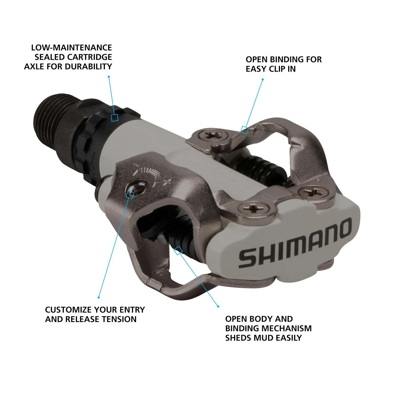 Shimano PEDAL, PD-M520L SPD PEDAL, WHITE, W/CLEAT (SM-SH51)