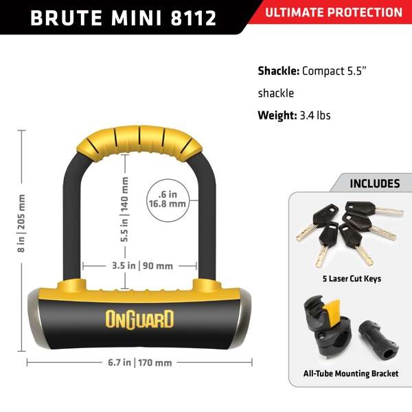 Onguard OnGuard Brute Mini U Lock 90 X 140MM
