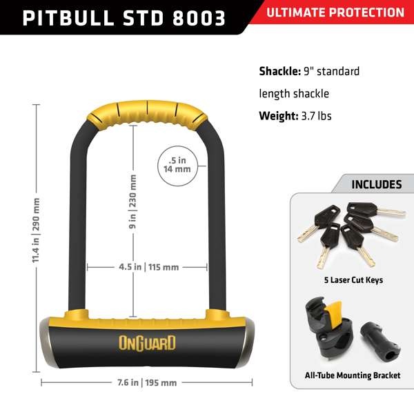 Onguard OnGuard Pitbull Std U Lock 115 x 230MM