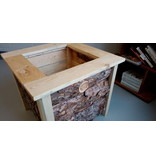 Hand Crafted Wood Planter / Raw bark exterior / Large