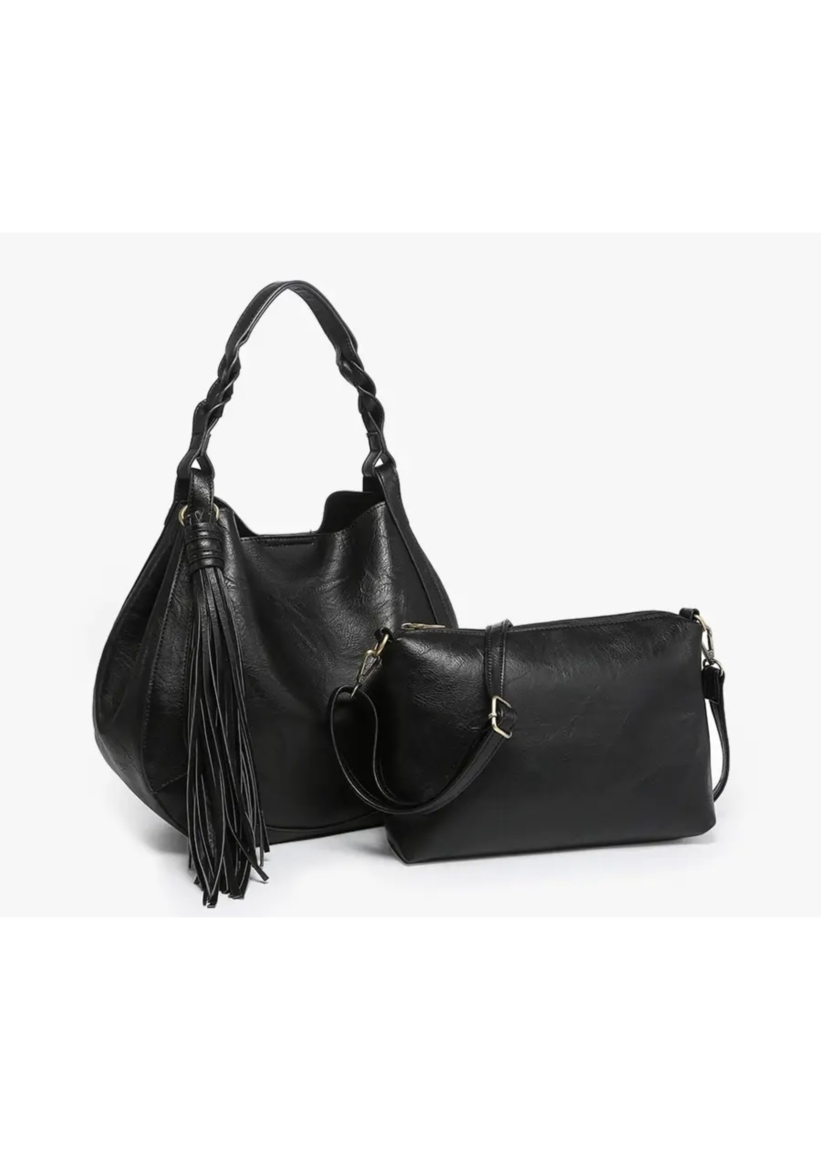 Jen & Co. Black Eloise Tassel Hobo Bag