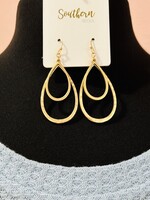 Southern Seoul Double Teardrop Earrings in Matte Gold