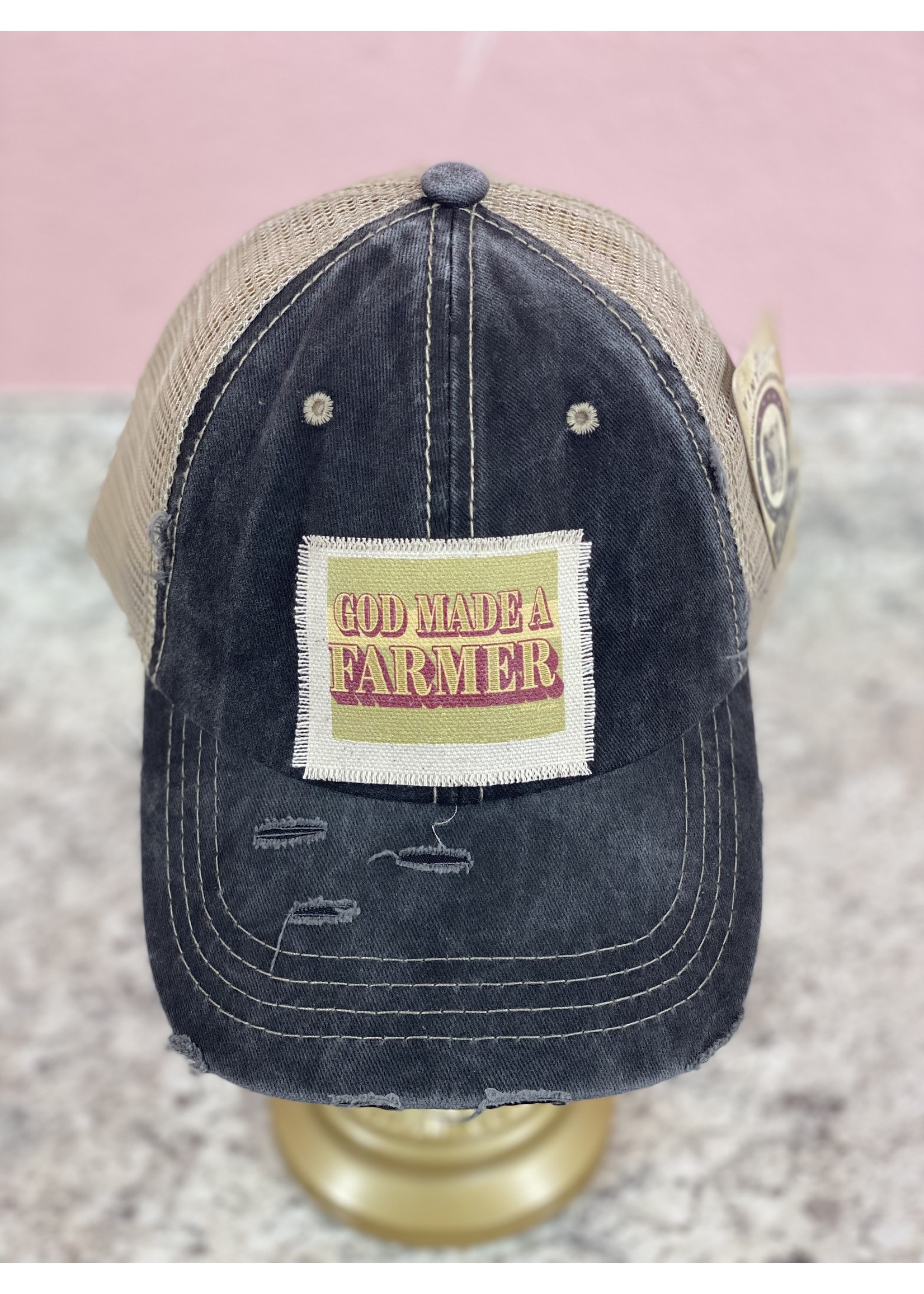 Wild Lucille Gold Made A Farmer Black Trucker Hat
