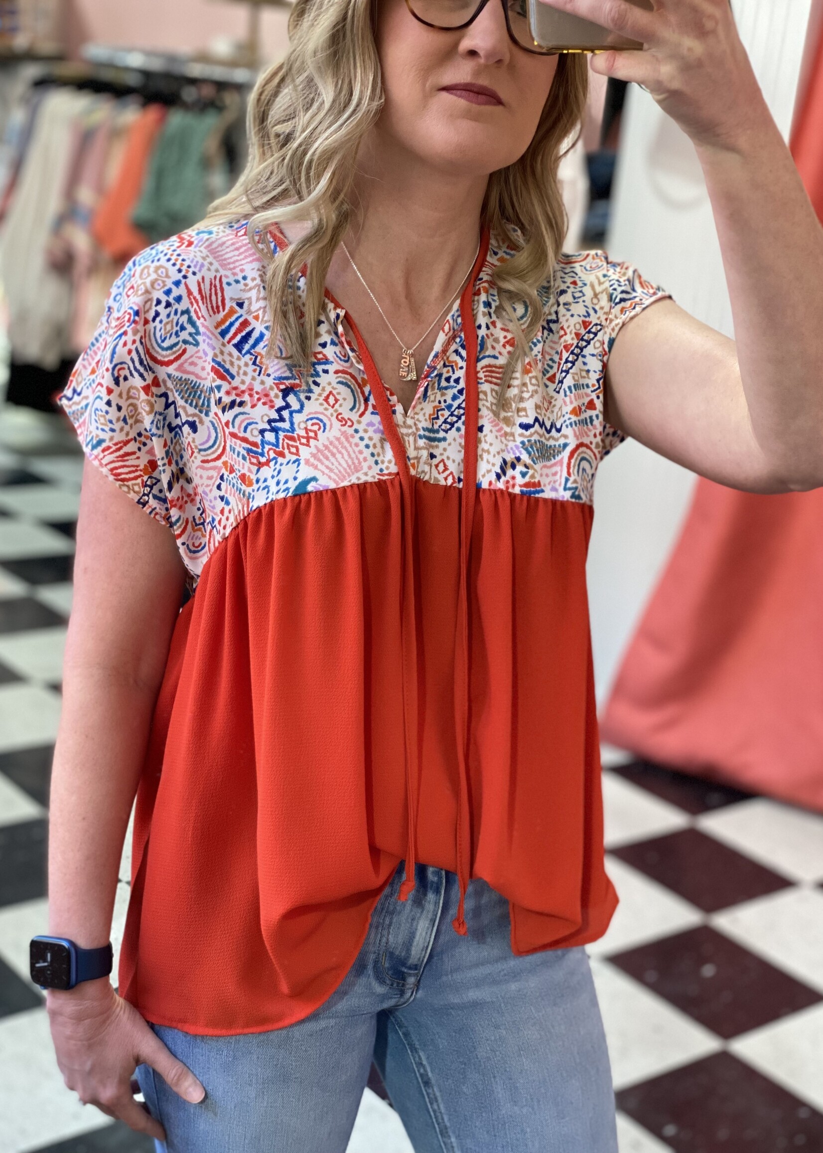 Red Boho Dolman Top