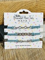 Blue/Silver Kids Bracelet Hair Tie Set