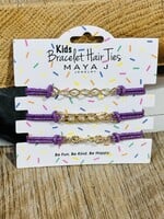 Purple/Gold Kids Bracelet Hair Tie Set