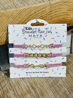 Pink/Gold Kids Bracelet Hair Tie Set