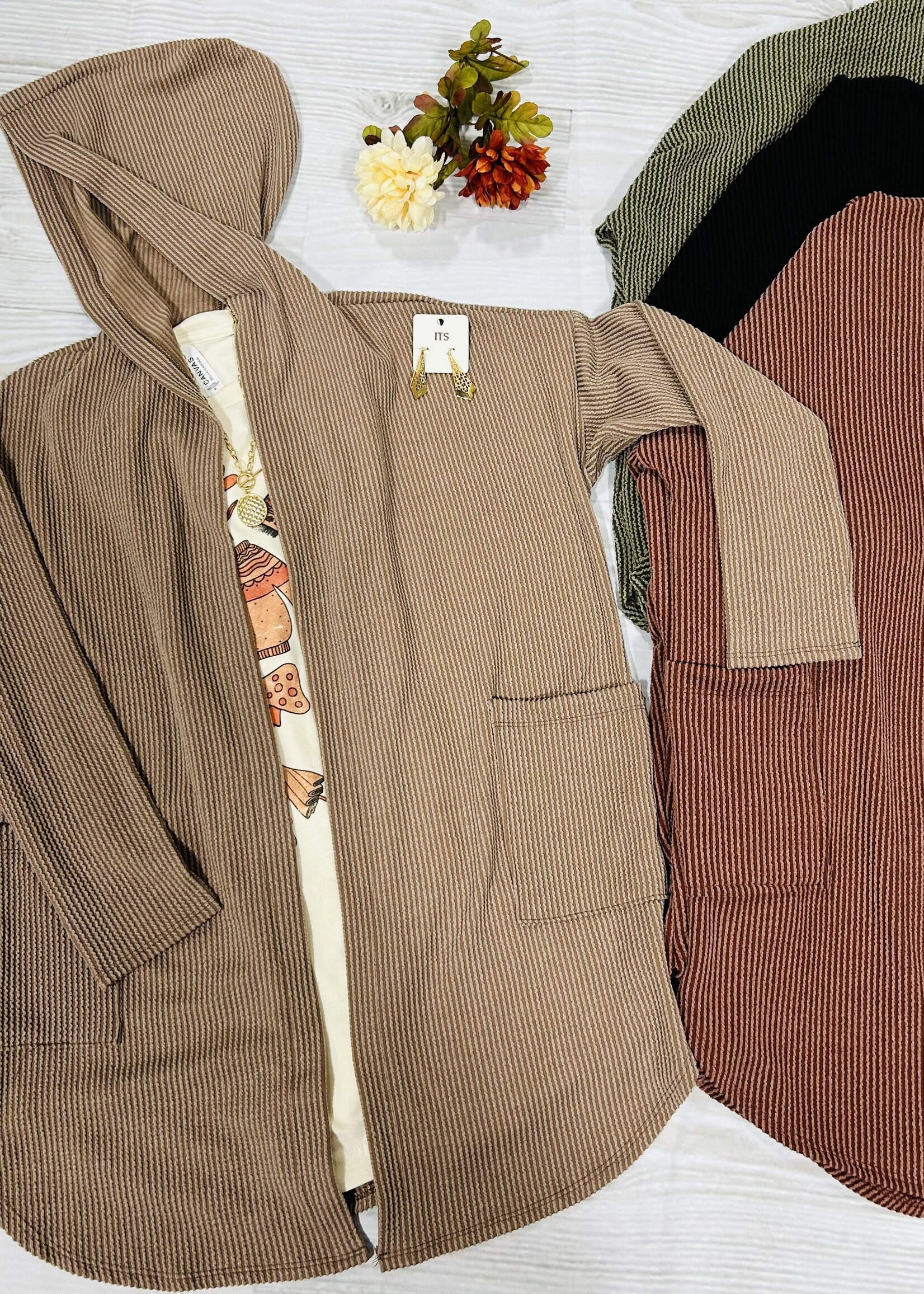 Haptics Calling Out Cardigan in Olive