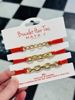 Maya J Bracelet Hair Ties-Red/Gold