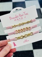 Maya J Bracelet Hair Ties-Pink/Gold