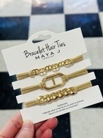 Maya J Bracelet Hair Ties-Natural/Gold