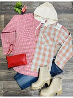 All the Love Hooded Plaid Button Up