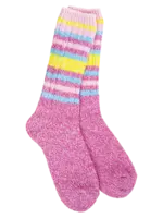 World's Softest Socks Ragg Crew Socks-Rose Stripe