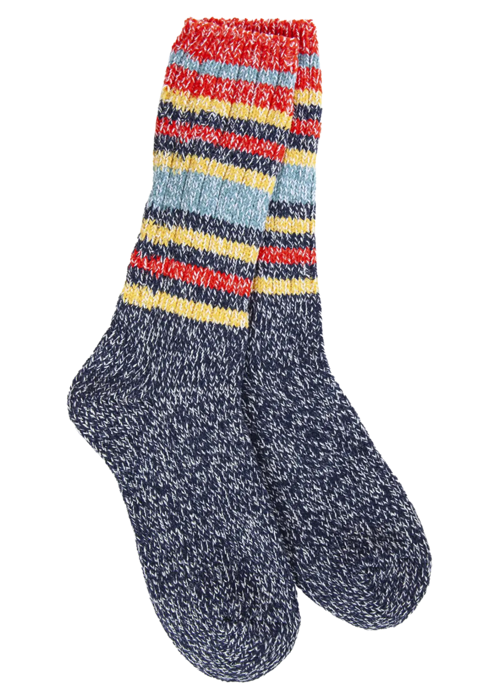 World's Softest Socks Ragg Crew Socks-Indigo Stripe