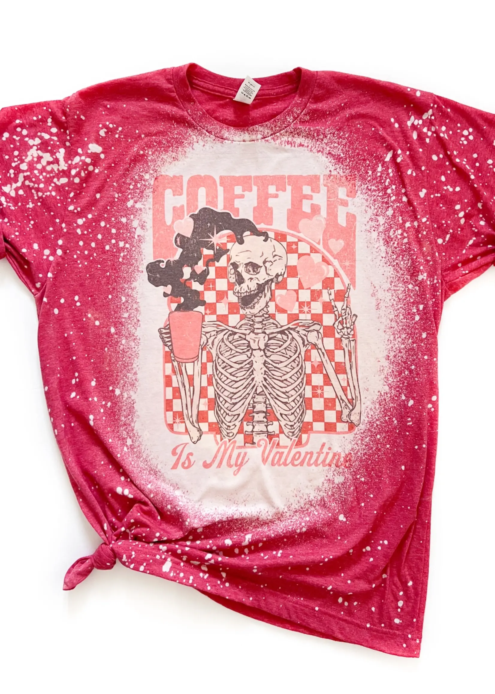 Coffee Is My Valentine Bleached Tee