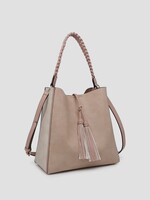 Jen & Co. Dina Tassel Tote in Pink/Off White