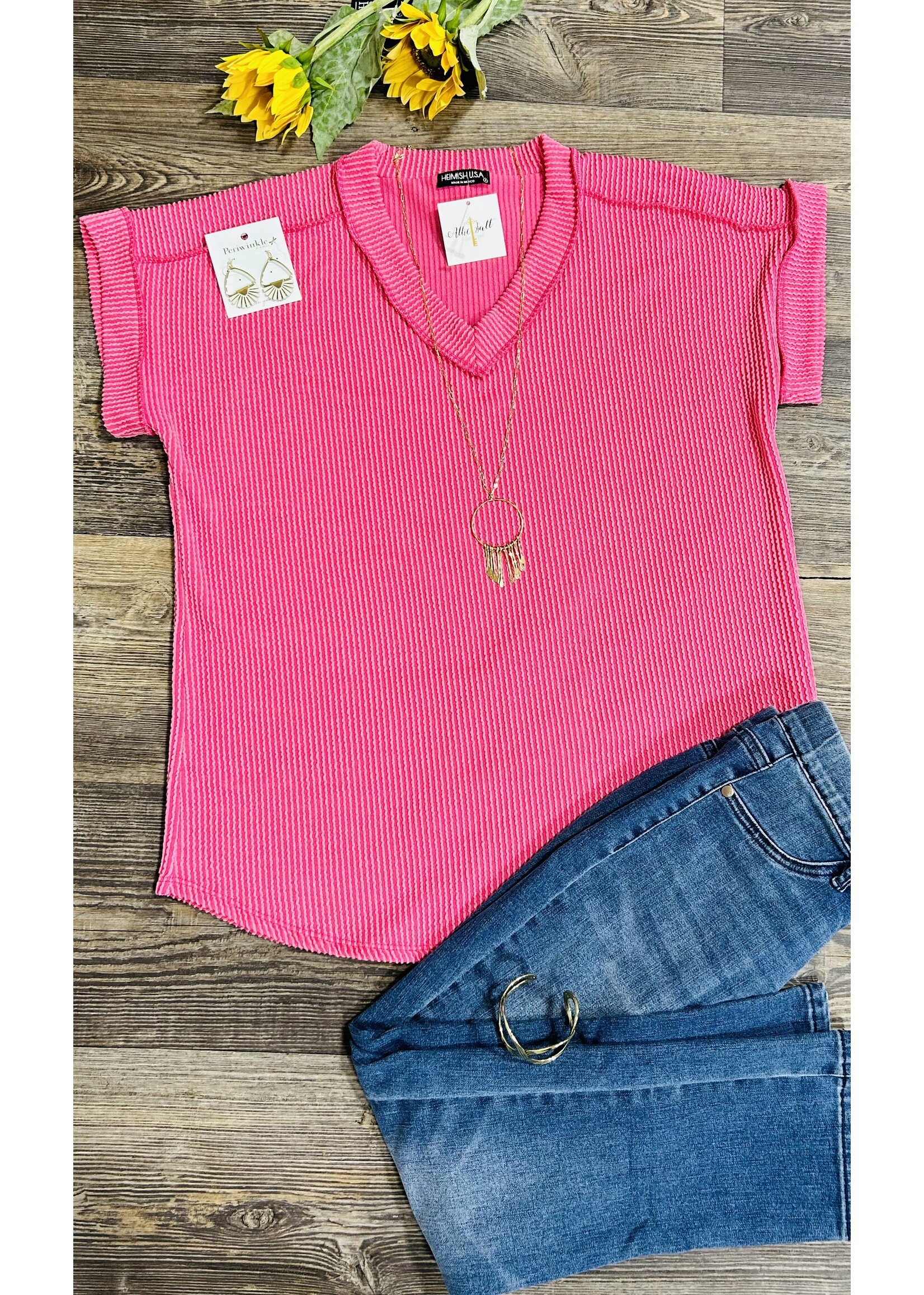 The Urban Ribbed Top in Hot Pink