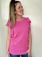 Urban Ruffled Sleeve Top in Pink