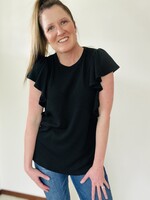 Urban Ruffled Sleeve Top in Black