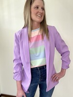Lavender Blazer with Rusched Sleeves