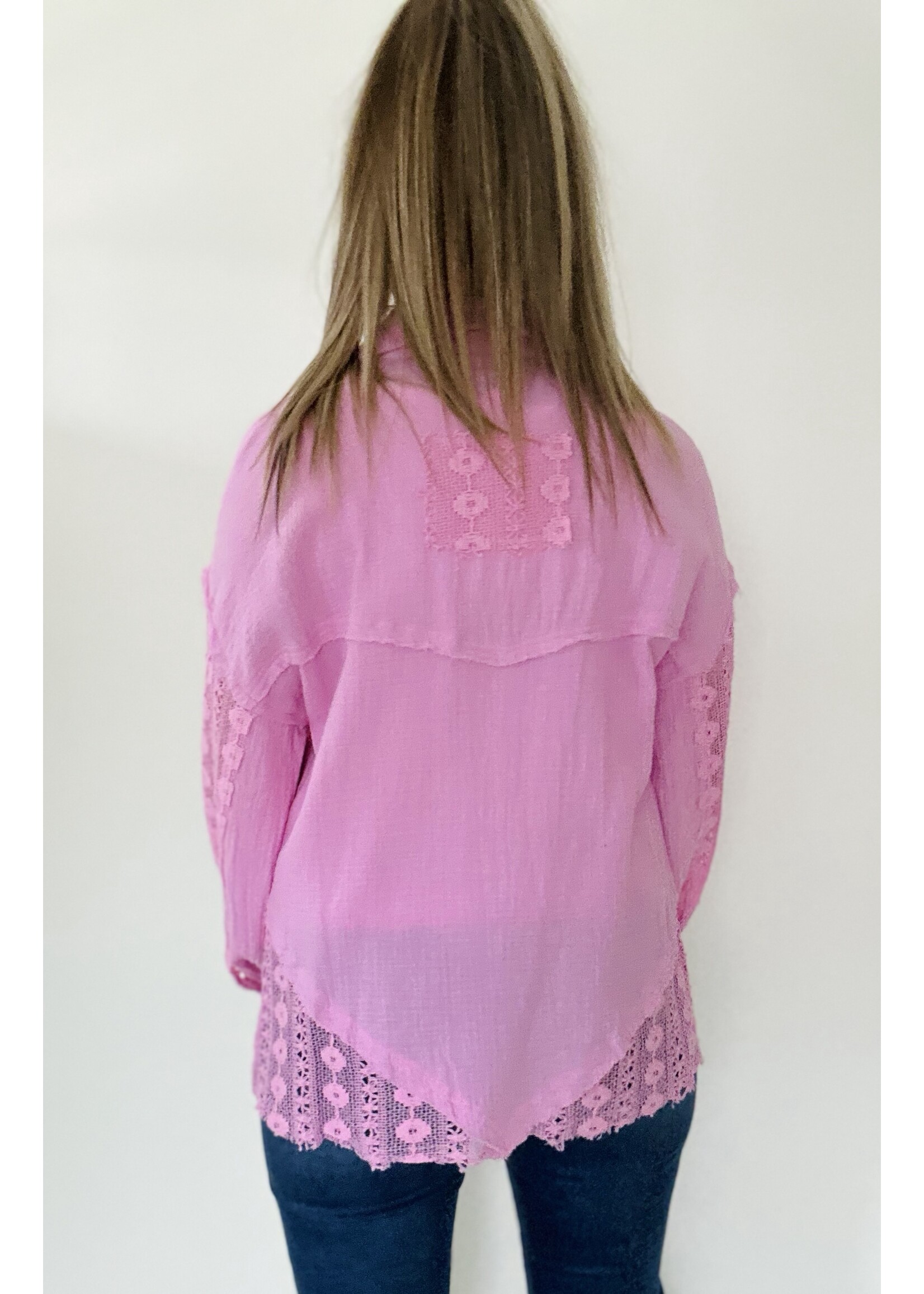 The Adara Gauze Button Up in Pink