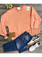 Washed Coral Pullover