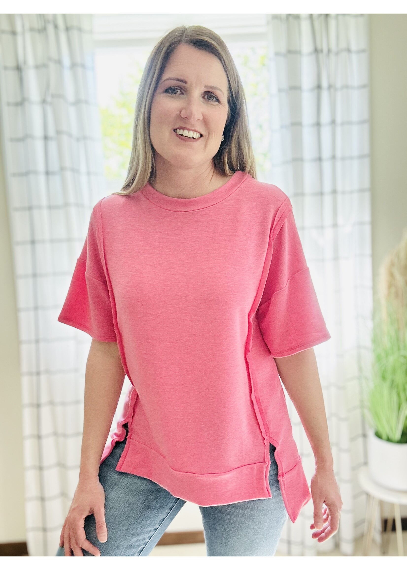 The Hallie Top in Hot Pink