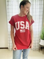 Ribbed USA Top in Red