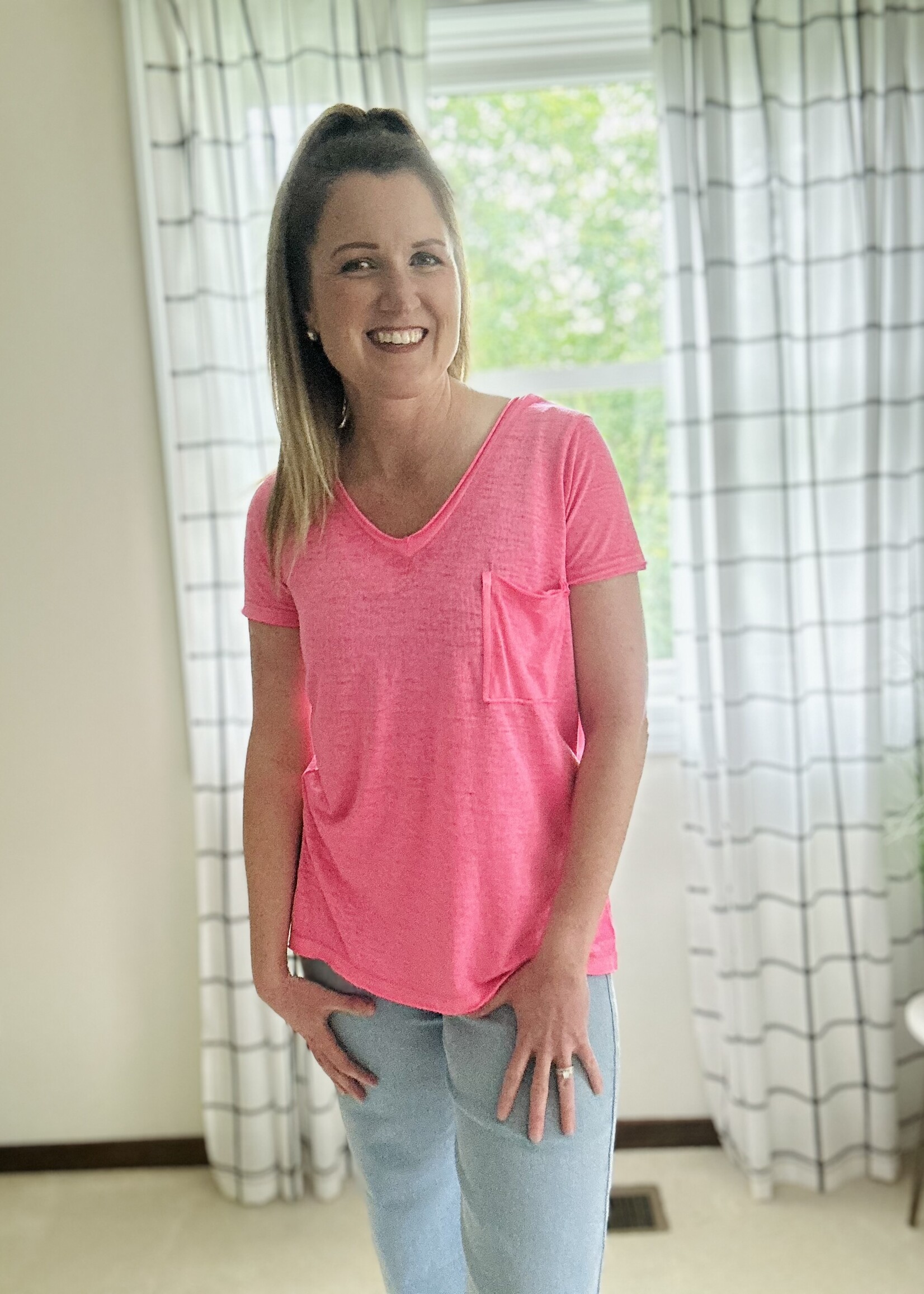 Fuchsia Burnout Top
