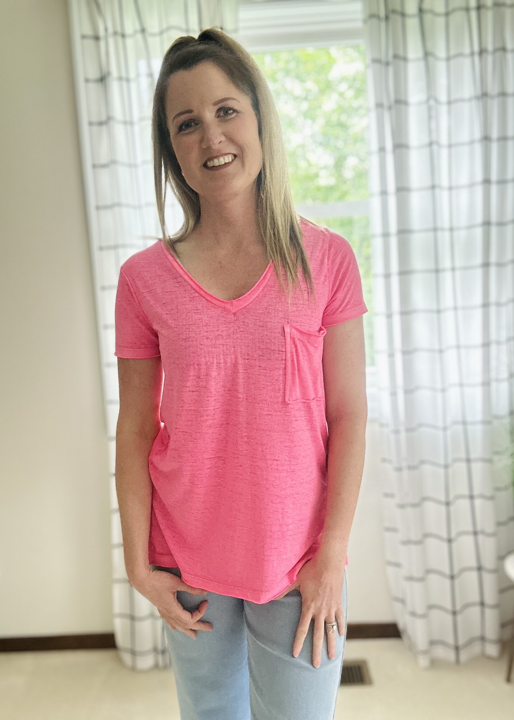 Fuchsia Burnout Top