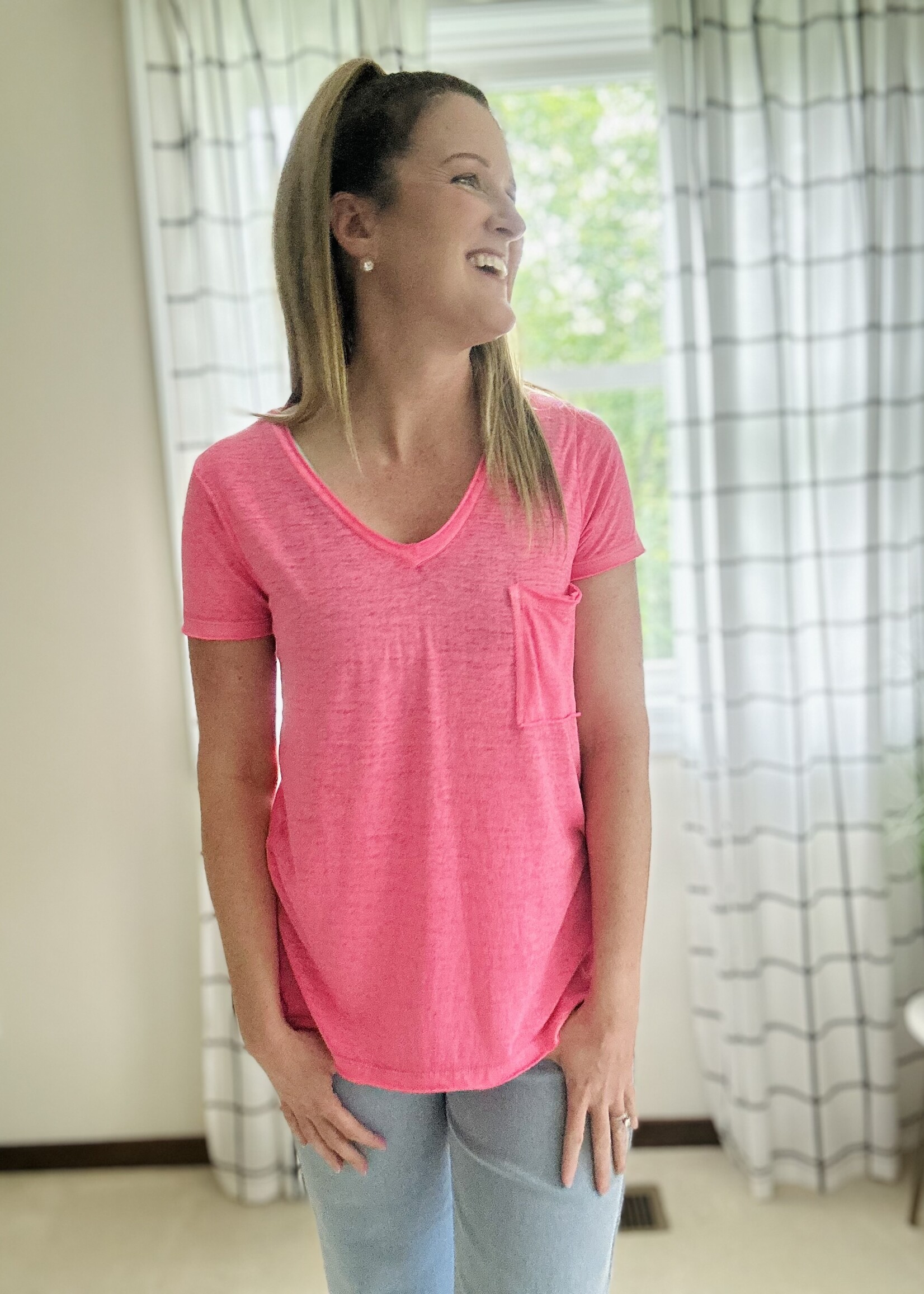 Fuchsia Burnout Top