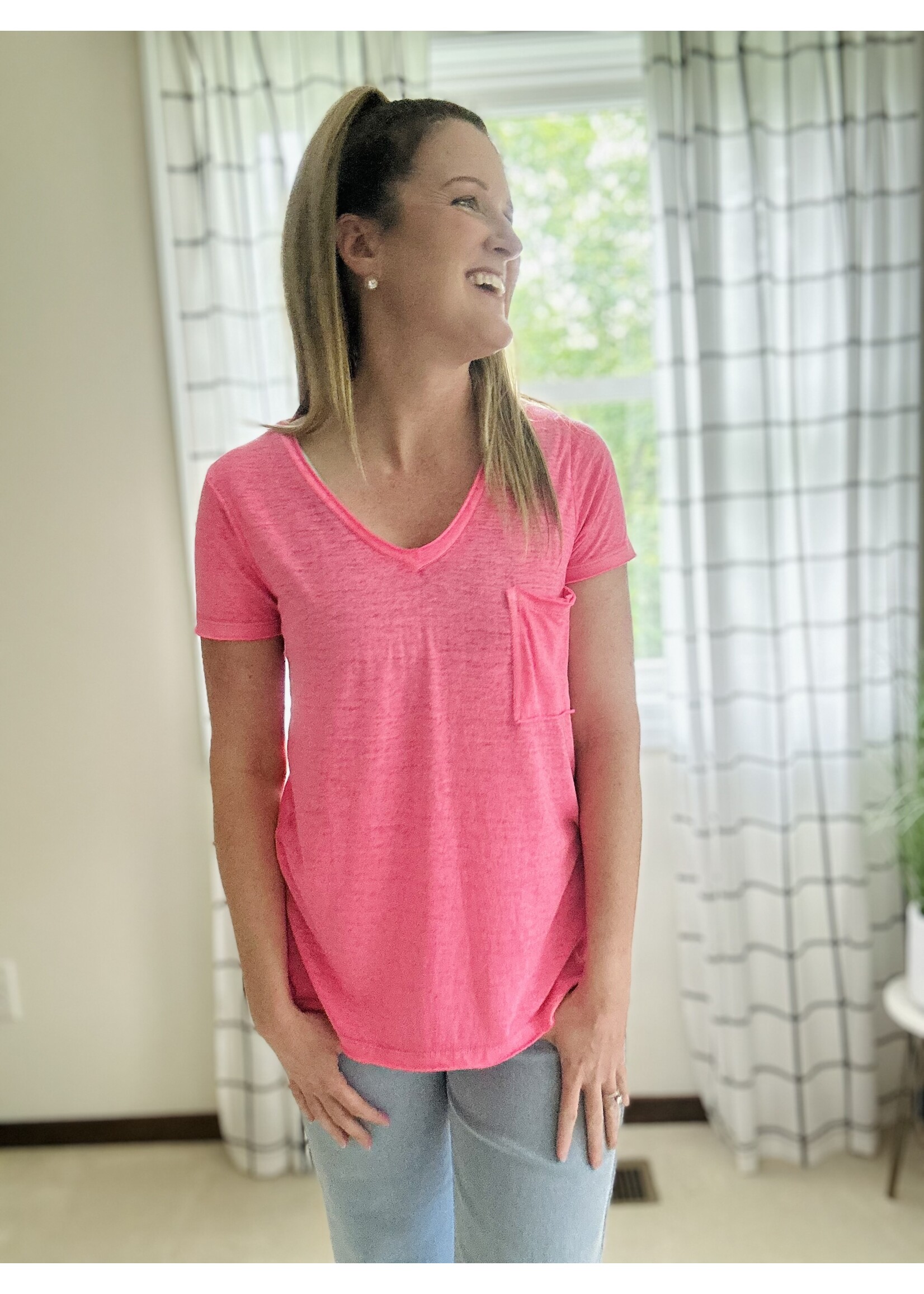 Fuchsia Burnout Top