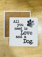 Tipsy Coaster Love and a Dog Ceramic Coaster