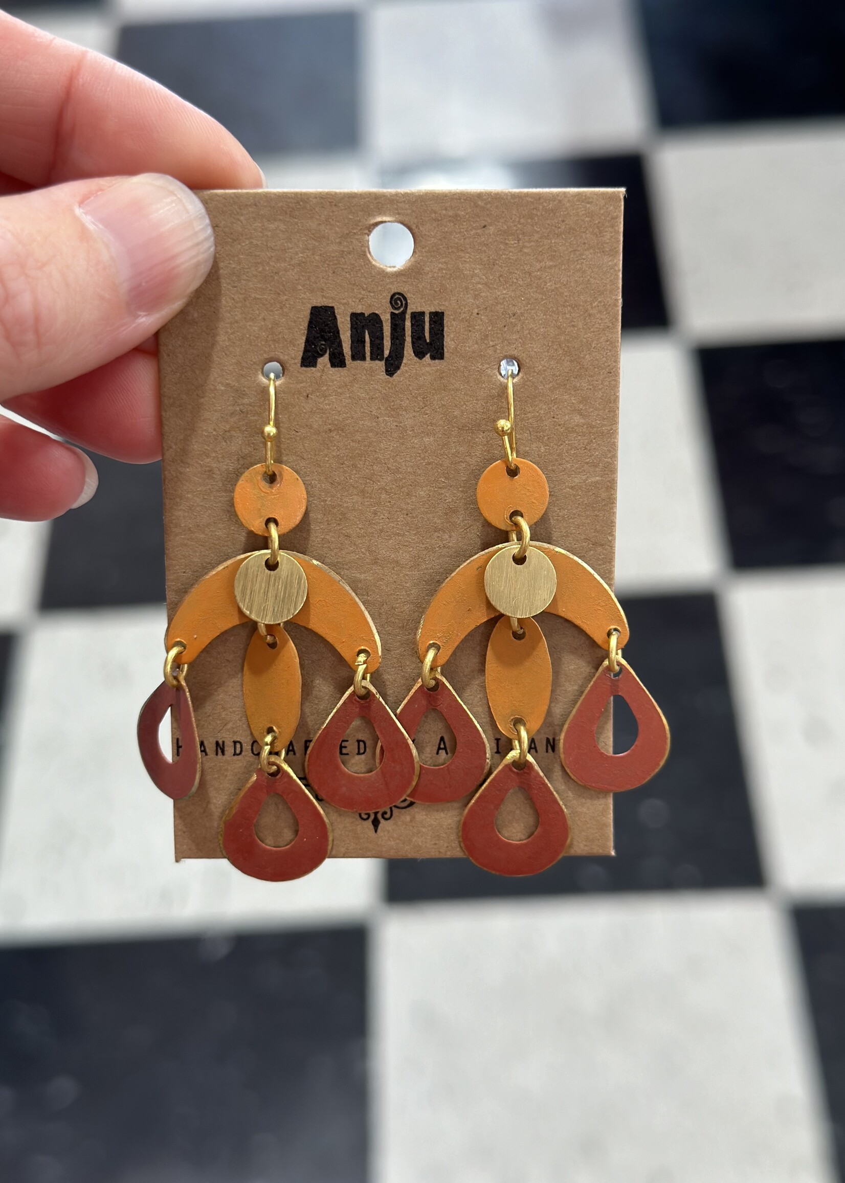 Periwinkle Rust/Orange Dangle Drop Earrings