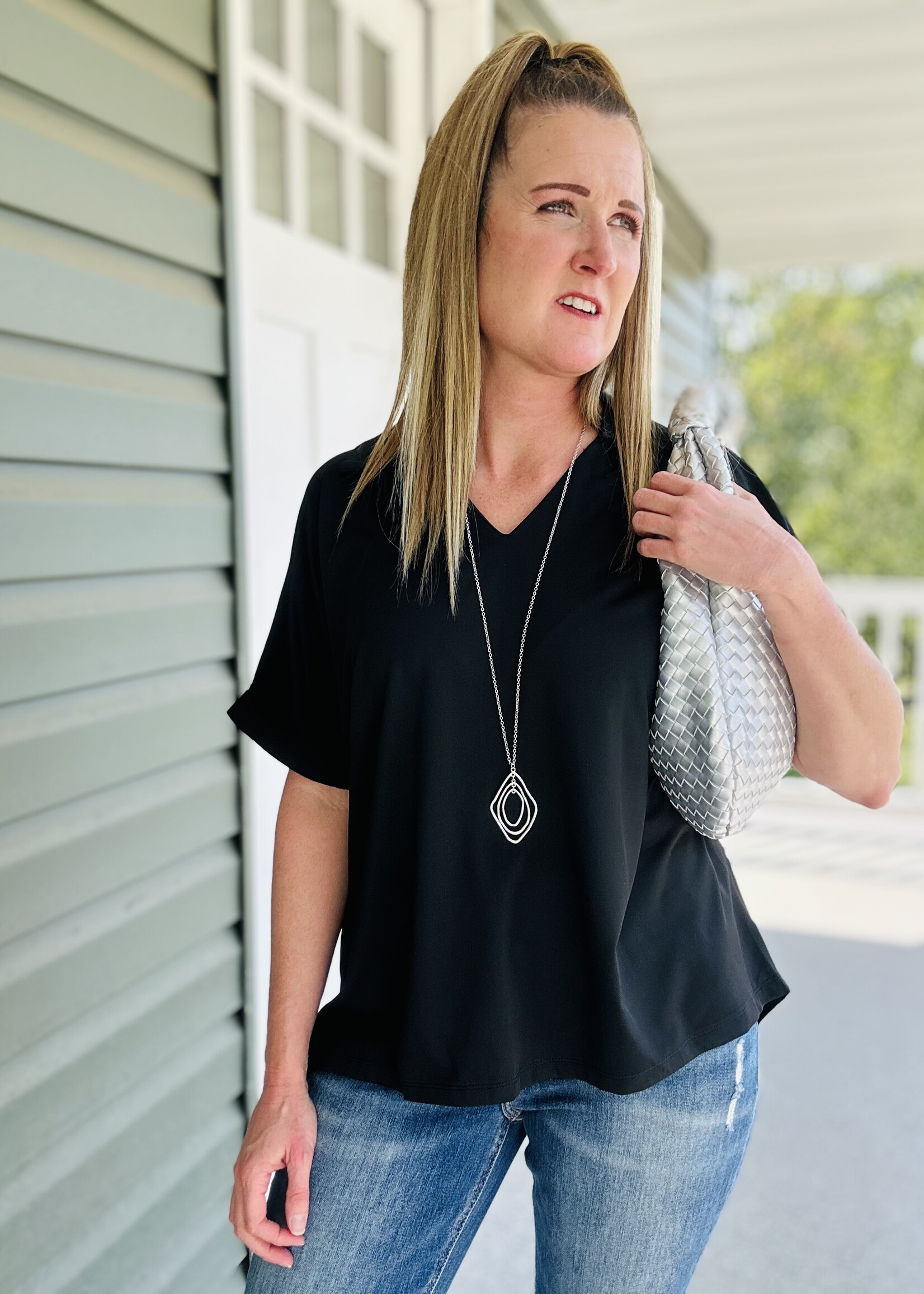 The Cara Collared Top in Black