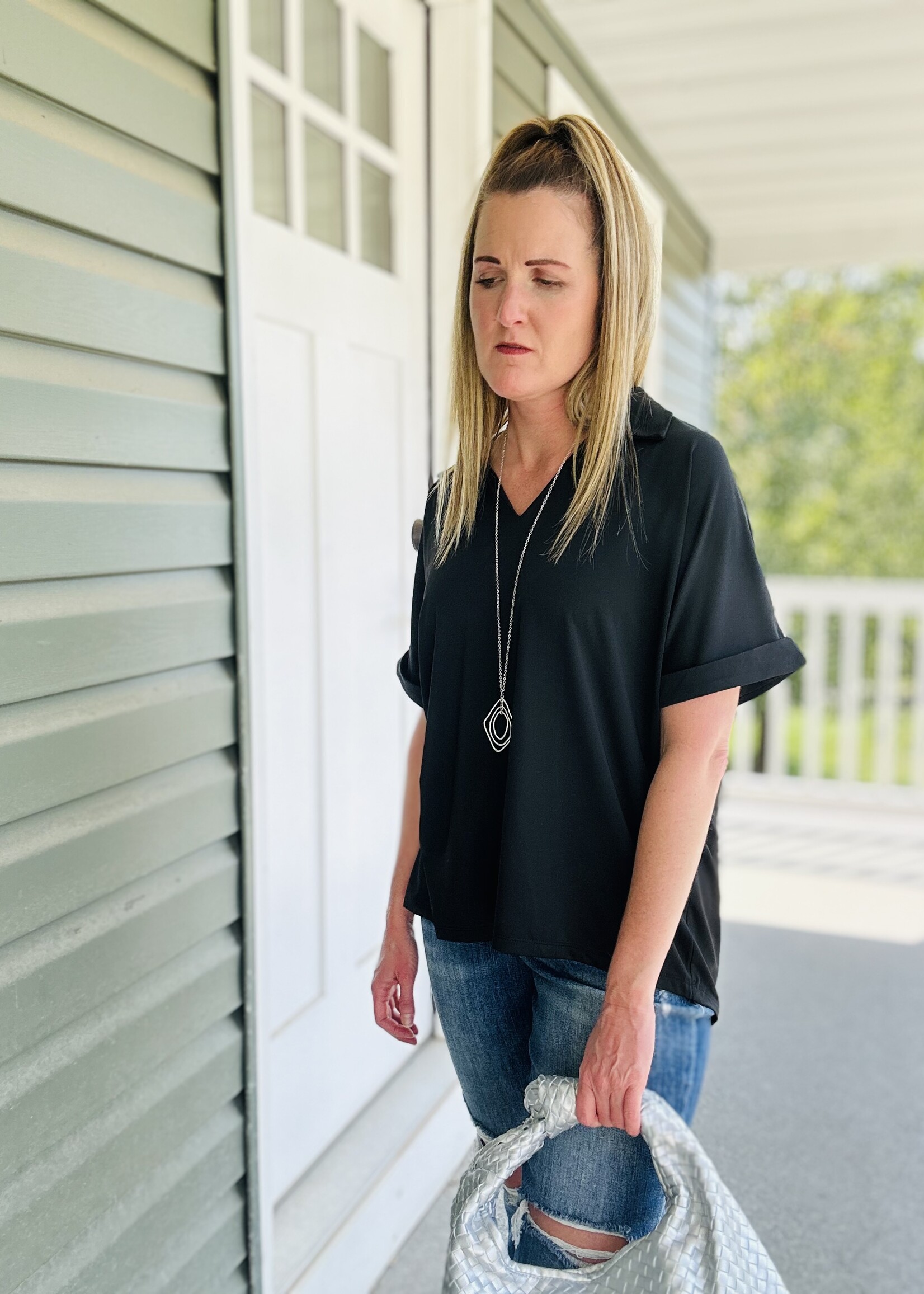 The Cara Collared Top in Black