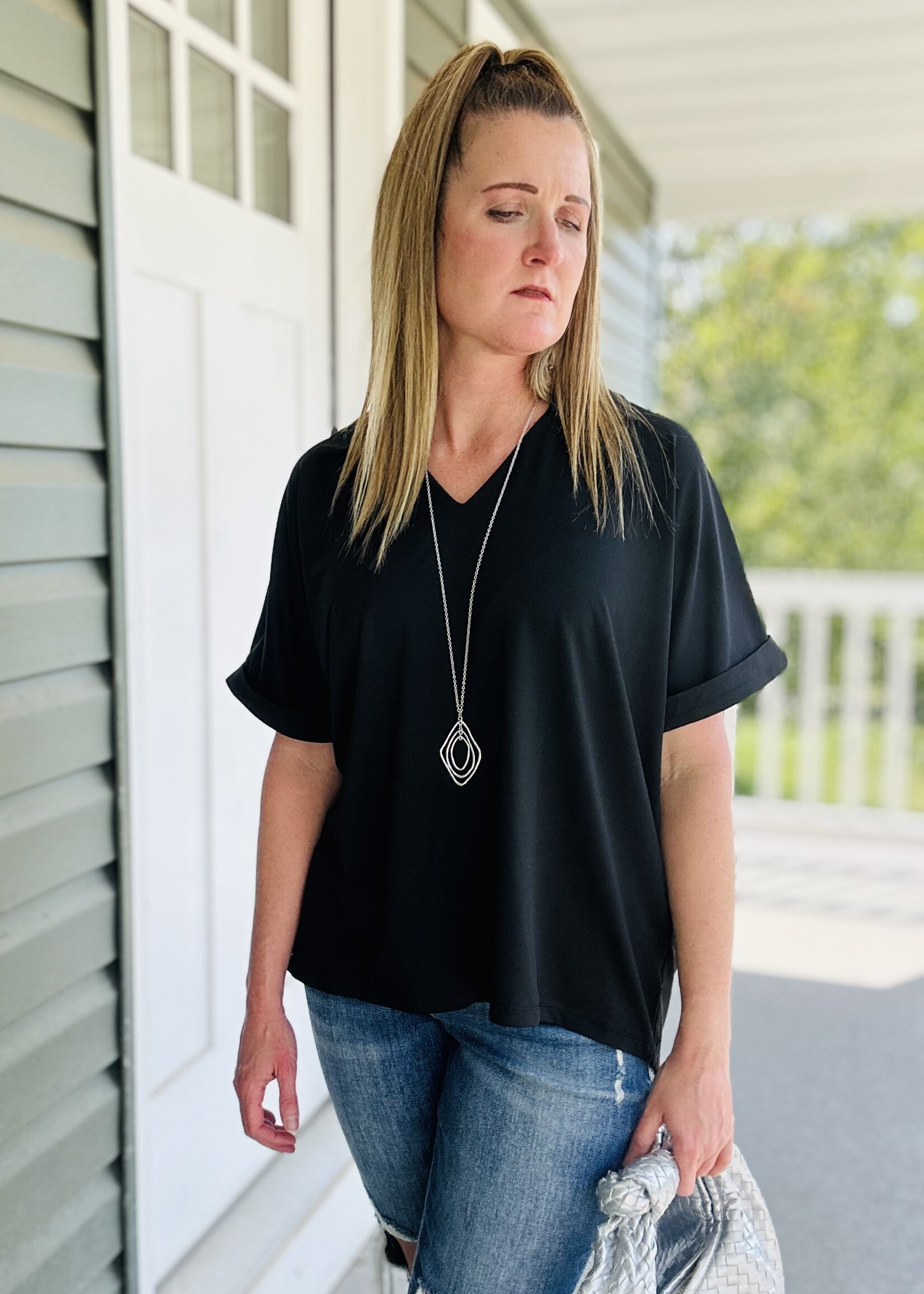 The Cara Collared Top in Black