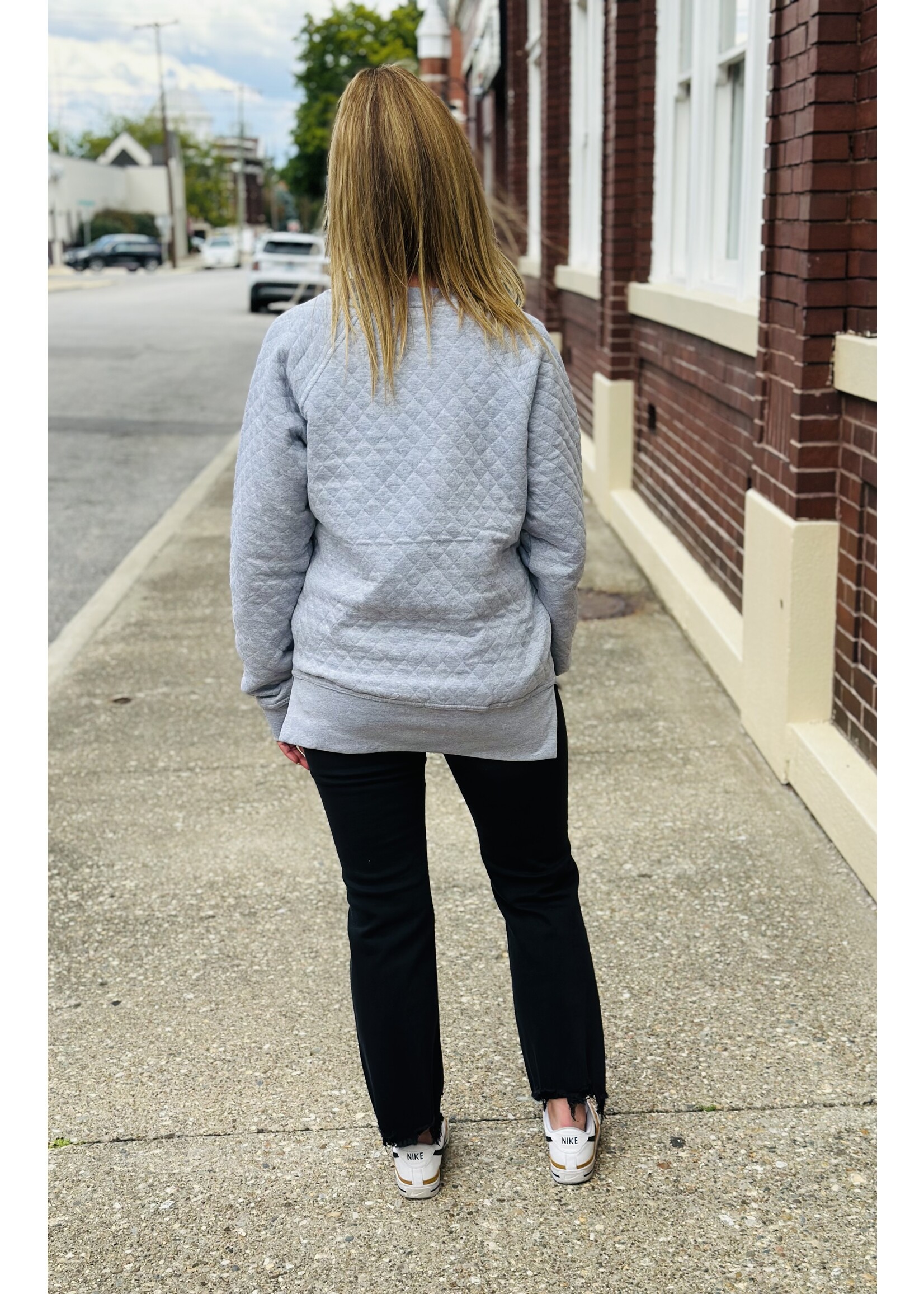 Heather Grey Quilted Pullover