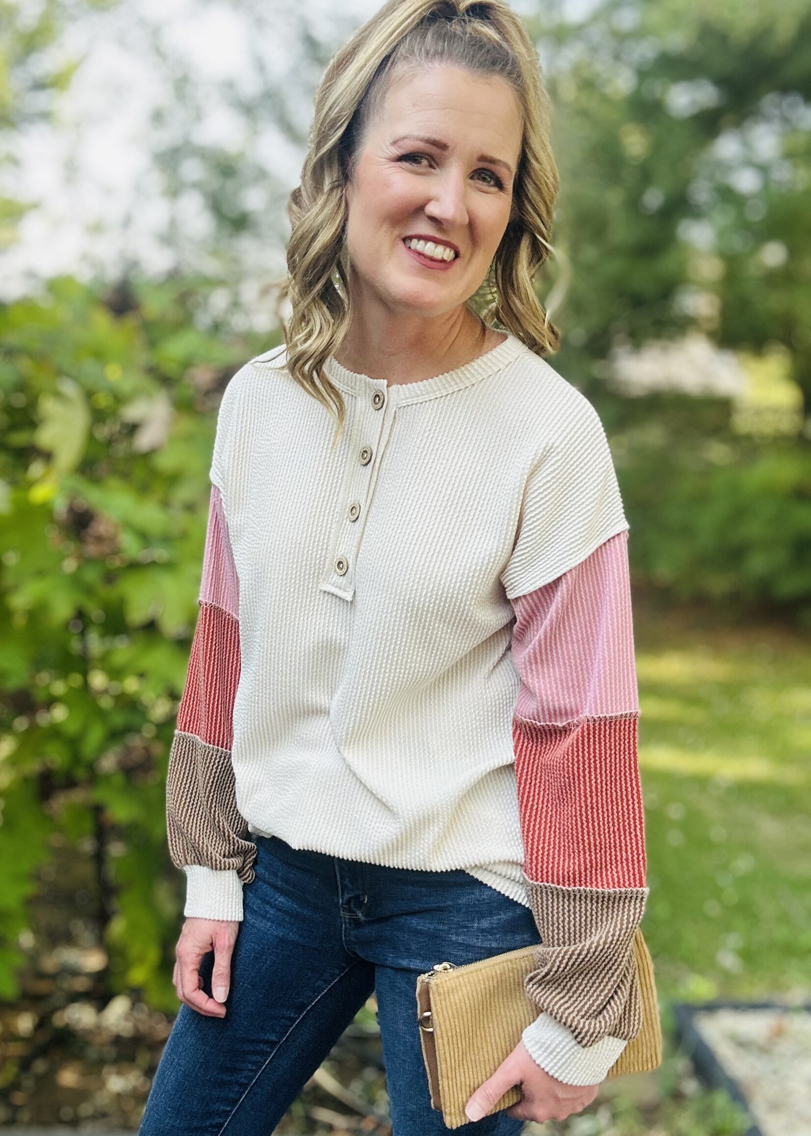 Heimish Urban Ribbed Block Henley Top
