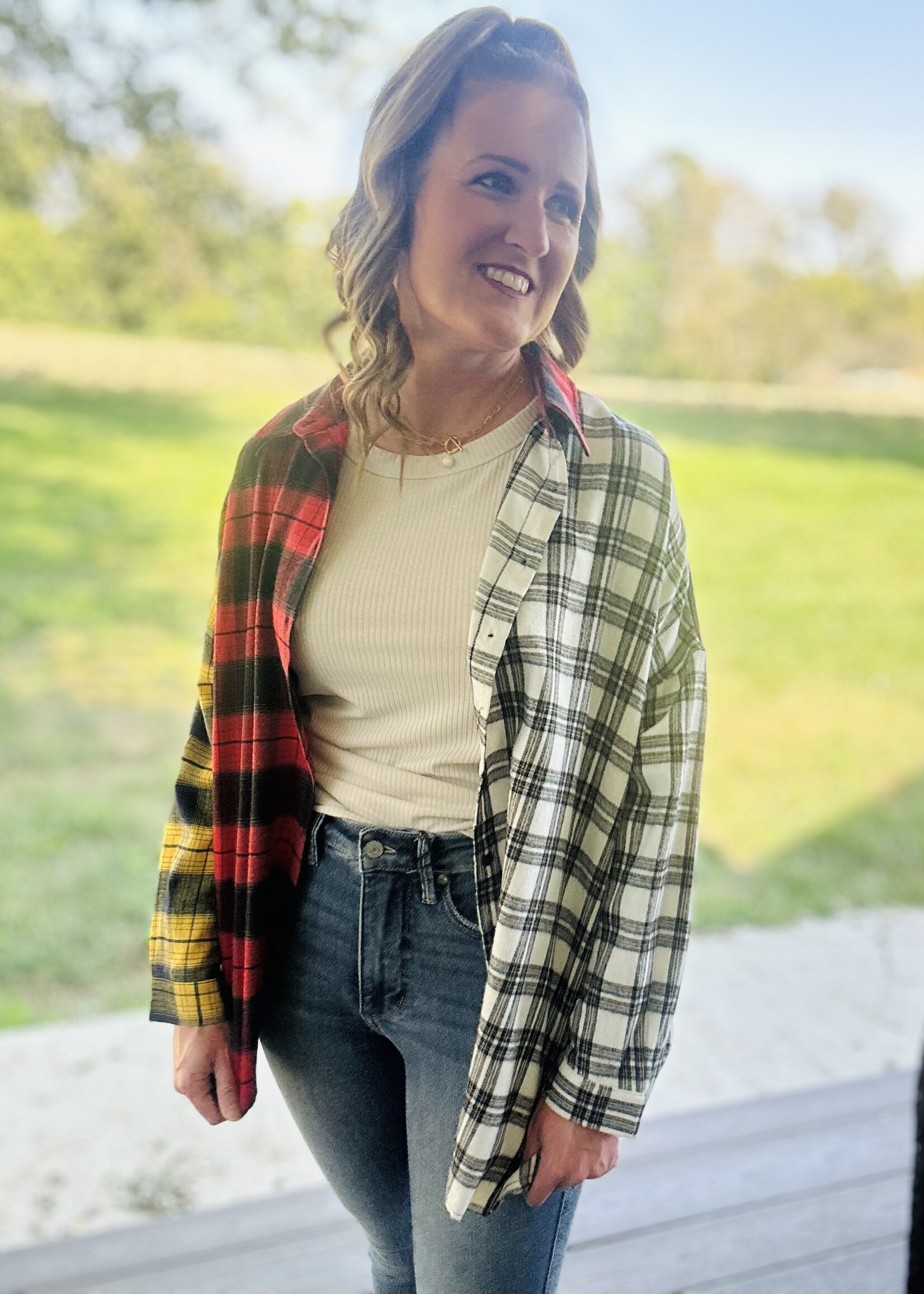 Bonfire Plaid Button Up