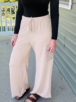 Beige Ribbed Casual Pants